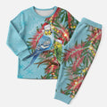 Blue Budgies on Callistemon Christmas Pajama Set Merry Christmas Aussie - Aussie Hoodie