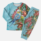 Blue Budgies on Callistemon Christmas Pajama Set Merry Christmas Aussie - Aussie Hoodie