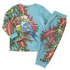 Blue Budgies on Callistemon Christmas Pajama Set Merry Christmas Aussie - Aussie Hoodie