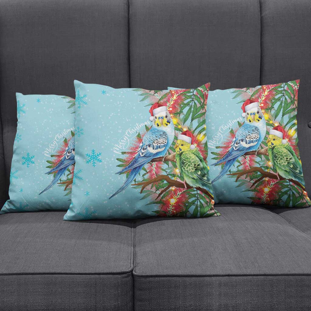 Blue Budgies on Callistemon Pillow Cover Merry Christmas Aussie - Aussie Hoodie
