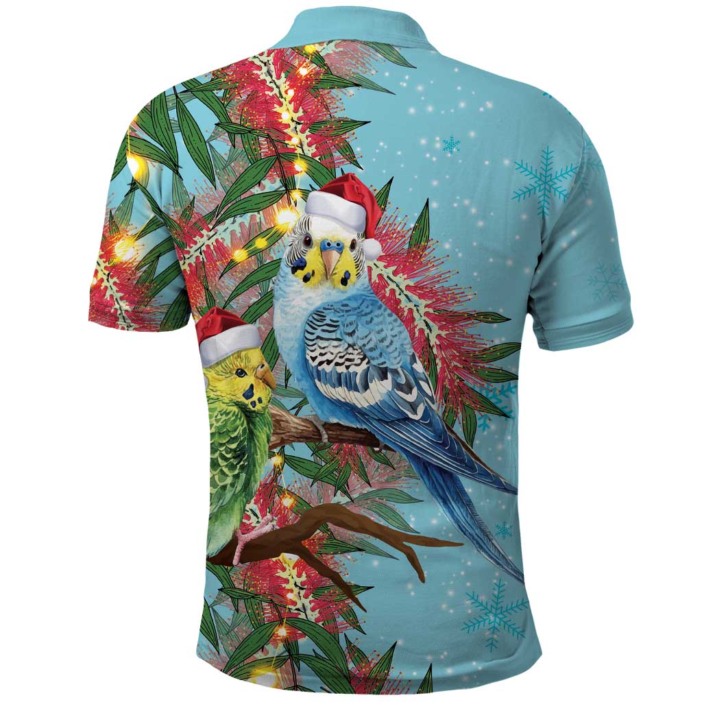 Blue Budgies on Callistemon Polo Shirt Merry Christmas Aussie - Aussie Hoodie