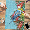 Blue Budgies on Callistemon Puzzle Merry Christmas Aussie - Aussie Hoodie