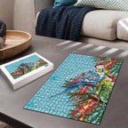 Blue Budgies on Callistemon Puzzle Merry Christmas Aussie - Aussie Hoodie