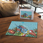 Blue Budgies on Callistemon Puzzle Merry Christmas Aussie - Aussie Hoodie