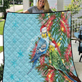 Blue Budgies on Callistemon Quilt Merry Christmas Aussie - Aussie Hoodie