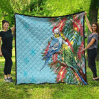 Blue Budgies on Callistemon Quilt Merry Christmas Aussie - Aussie Hoodie