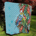 Blue Budgies on Callistemon Quilt Merry Christmas Aussie - Aussie Hoodie