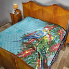Blue Budgies on Callistemon Quilt Merry Christmas Aussie - Aussie Hoodie