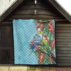 Blue Budgies on Callistemon Quilt Merry Christmas Aussie - Aussie Hoodie