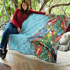 Blue Budgies on Callistemon Quilt Merry Christmas Aussie - Aussie Hoodie