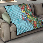 Blue Budgies on Callistemon Quilt Merry Christmas Aussie - Aussie Hoodie