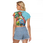 Blue Budgies on Callistemon Raglan Cropped T Shirt Merry Christmas Aussie - Aussie Hoodie