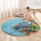 Blue Budgies on Callistemon Round Carpet Merry Christmas Aussie - Aussie Hoodie