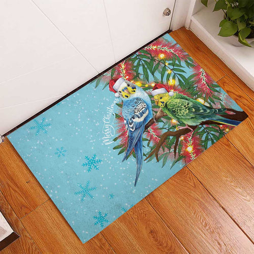 Blue Budgies on Callistemon Rubber Doormat Merry Christmas Aussie - Aussie Hoodie