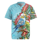 Blue Budgies on Callistemon Rugby Jersey Merry Christmas Aussie - Aussie Hoodie