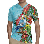Blue Budgies on Callistemon Rugby Jersey Merry Christmas Aussie - Aussie Hoodie