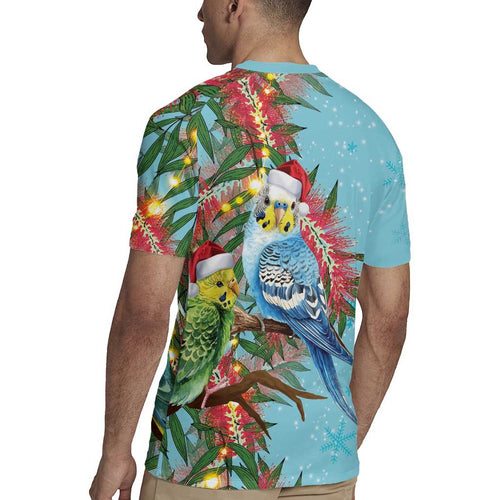 Blue Budgies on Callistemon Rugby Jersey Merry Christmas Aussie - Aussie Hoodie