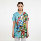 Blue Budgies on Callistemon Scrub Top Merry Christmas Aussie - Aussie Hoodie