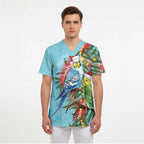 Blue Budgies on Callistemon Scrub Top Merry Christmas Aussie - Aussie Hoodie