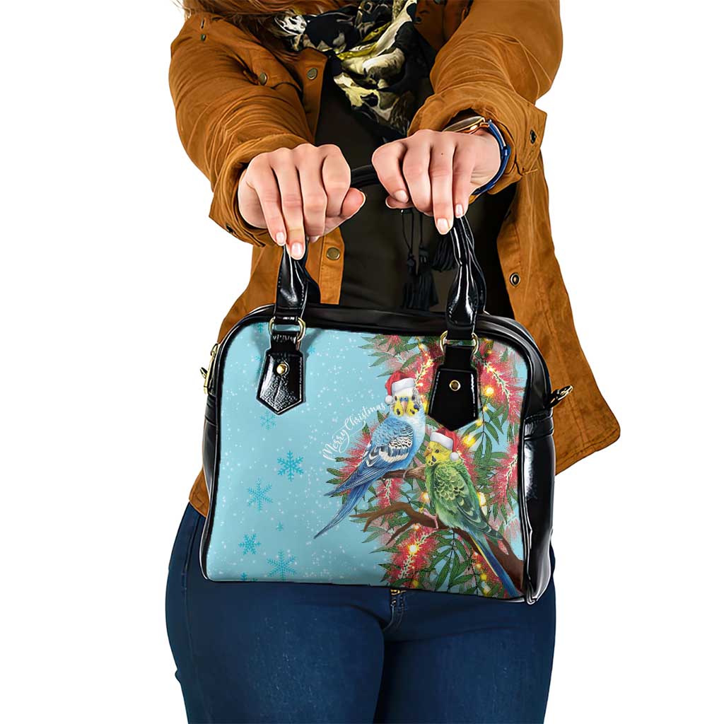 Blue Budgies on Callistemon Shoulder Handbag Merry Christmas Aussie - Aussie Hoodie
