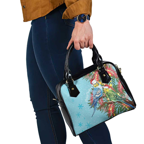 Blue Budgies on Callistemon Shoulder Handbag Merry Christmas Aussie - Aussie Hoodie
