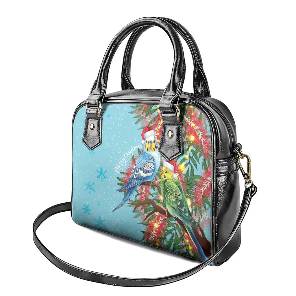 Blue Budgies on Callistemon Shoulder Handbag Merry Christmas Aussie - Aussie Hoodie