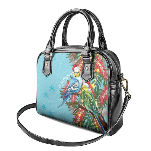 Blue Budgies on Callistemon Shoulder Handbag Merry Christmas Aussie - Aussie Hoodie