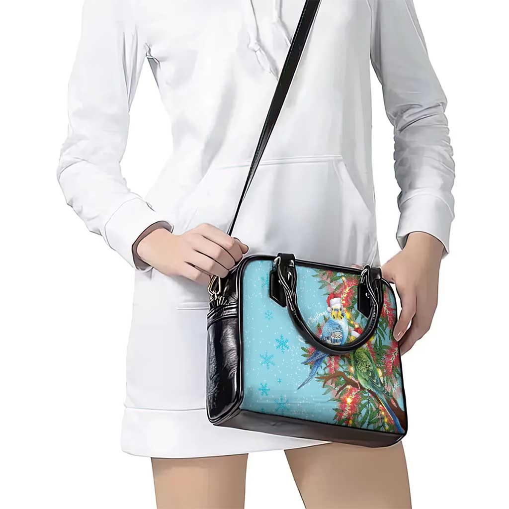Blue Budgies on Callistemon Shoulder Handbag Merry Christmas Aussie - Aussie Hoodie
