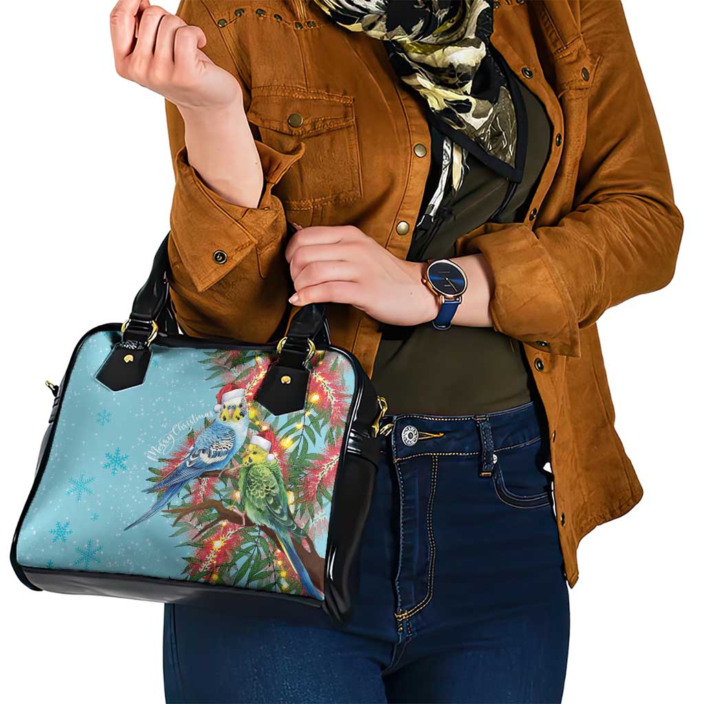 Blue Budgies on Callistemon Shoulder Handbag Merry Christmas Aussie - Aussie Hoodie