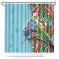 Blue Budgies on Callistemon Shower Curtain Merry Christmas Aussie - Aussie Hoodie