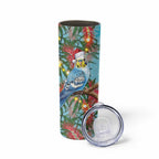 Blue Budgies on Callistemon Skinny Tumbler Merry Christmas Aussie - Aussie Hoodie