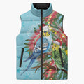 Blue Budgies on Callistemon Sleeveless Puffer Jacket Merry Christmas Aussie - Aussie Hoodie