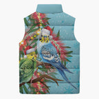 Blue Budgies on Callistemon Sleeveless Puffer Jacket Merry Christmas Aussie - Aussie Hoodie