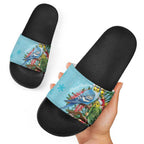 Blue Budgies on Callistemon Slide Sandals Merry Christmas Aussie - Aussie Hoodie