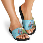 Blue Budgies on Callistemon Slide Sandals Merry Christmas Aussie - Aussie Hoodie