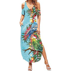 Blue Budgies on Callistemon Summer Maxi Dress Merry Christmas Aussie - Aussie Hoodie