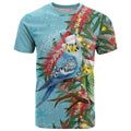 Blue Budgies on Callistemon T Shirt Merry Christmas Aussie - Aussie Hoodie