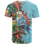 Blue Budgies on Callistemon T Shirt Merry Christmas Aussie - Aussie Hoodie