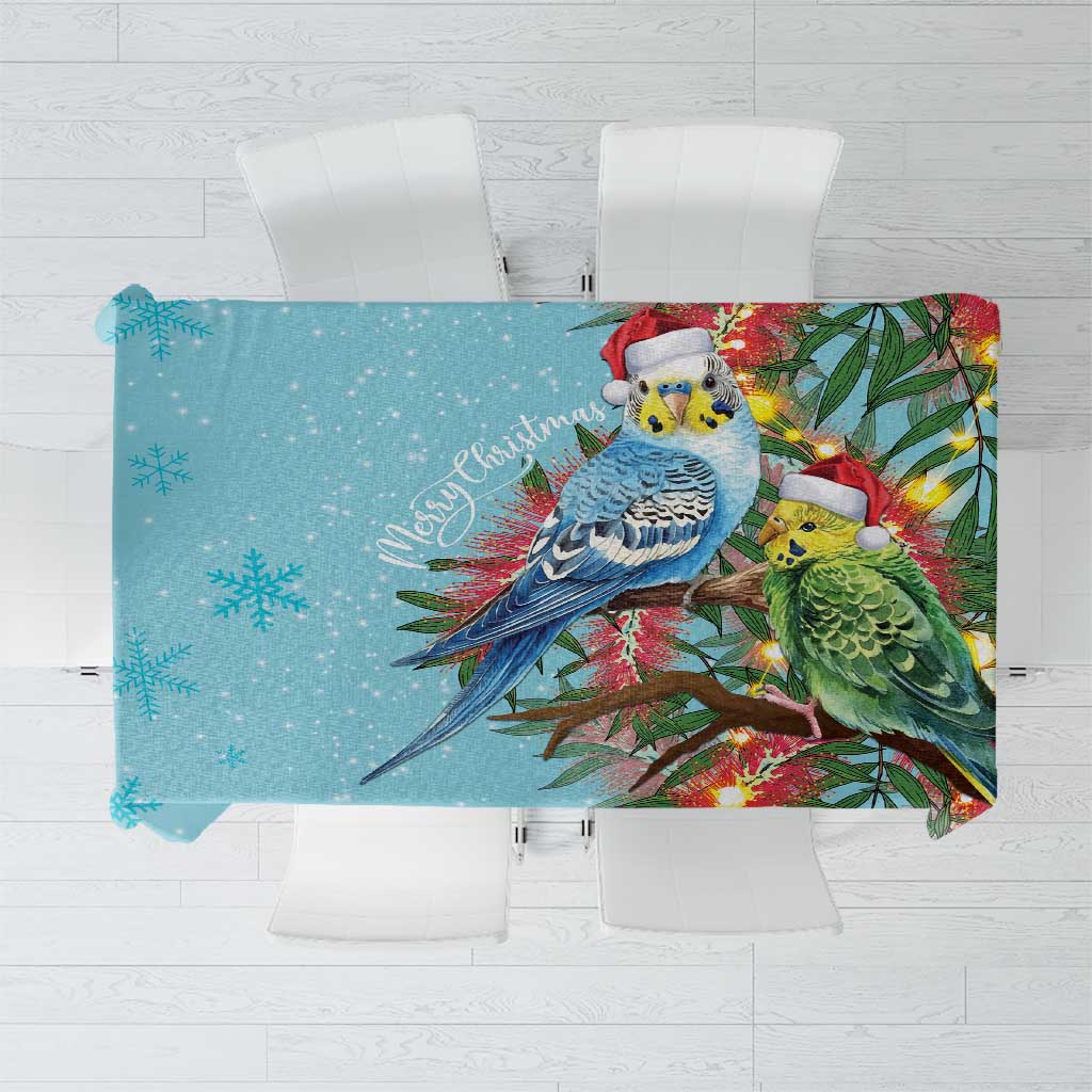 Blue Budgies on Callistemon Tablecloth Merry Christmas Aussie - Aussie Hoodie