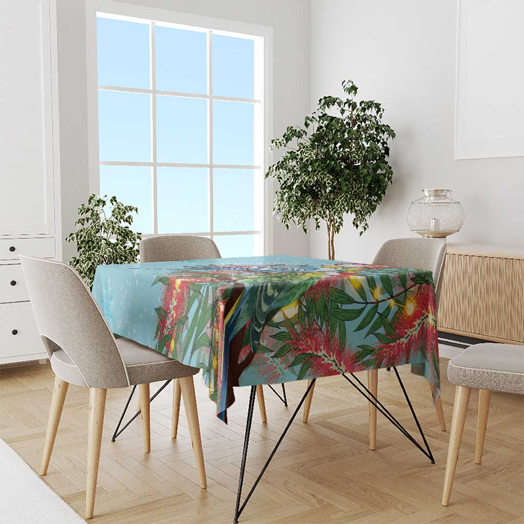 Blue Budgies on Callistemon Tablecloth Merry Christmas Aussie - Aussie Hoodie