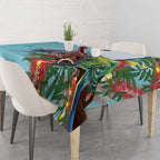 Blue Budgies on Callistemon Tablecloth Merry Christmas Aussie - Aussie Hoodie