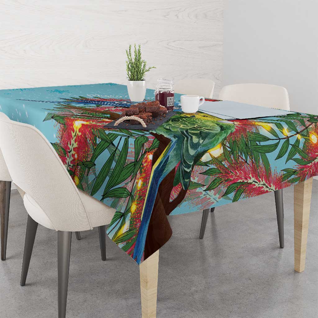 Blue Budgies on Callistemon Tablecloth Merry Christmas Aussie - Aussie Hoodie