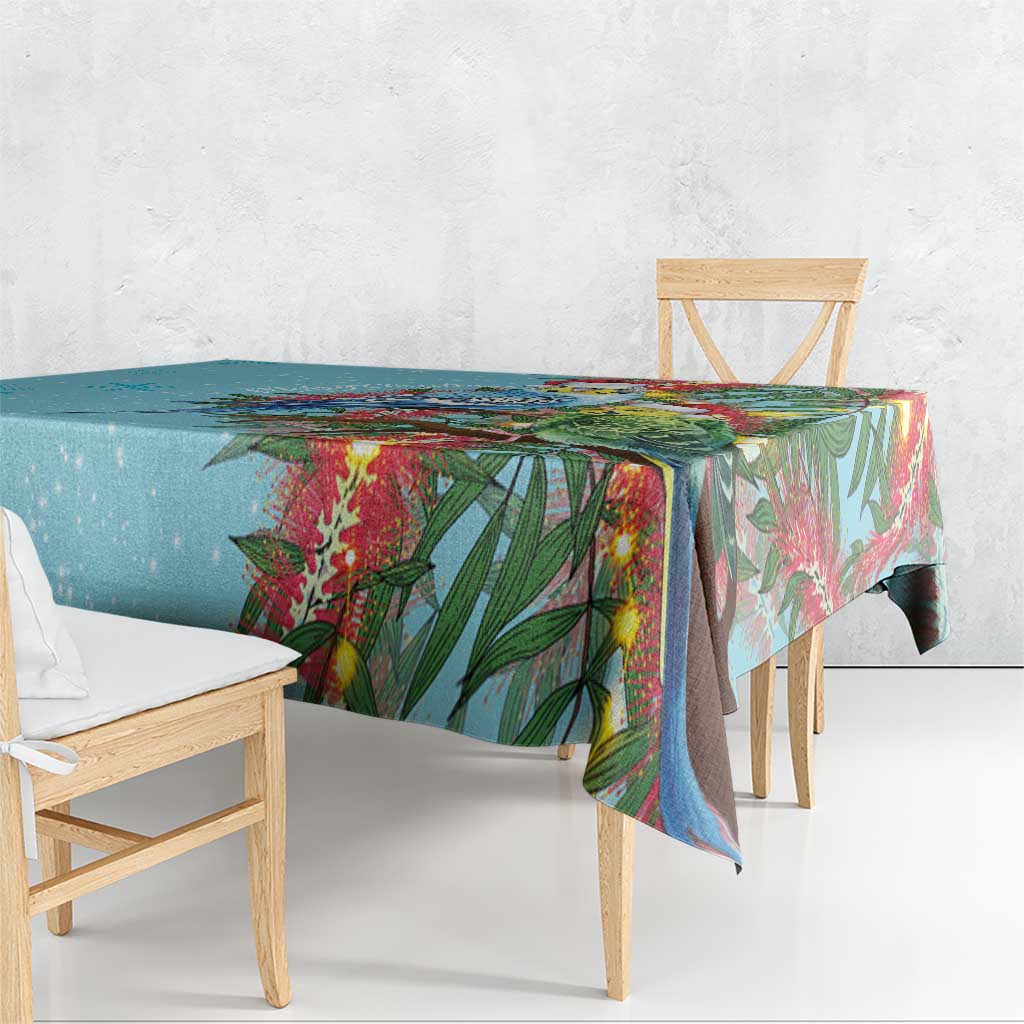 Blue Budgies on Callistemon Tablecloth Merry Christmas Aussie - Aussie Hoodie