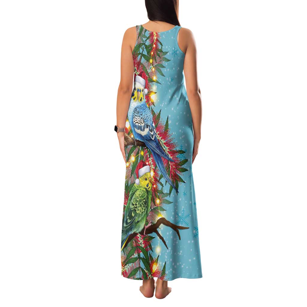 Blue Budgies on Callistemon Tank Maxi Dress Merry Christmas Aussie - Aussie Hoodie