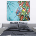 Blue Budgies on Callistemon Tapestry Merry Christmas Aussie - Aussie Hoodie