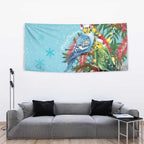 Blue Budgies on Callistemon Tapestry Merry Christmas Aussie - Aussie Hoodie
