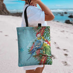 Blue Budgies on Callistemon Tote Bag Merry Christmas Aussie - Aussie Hoodie