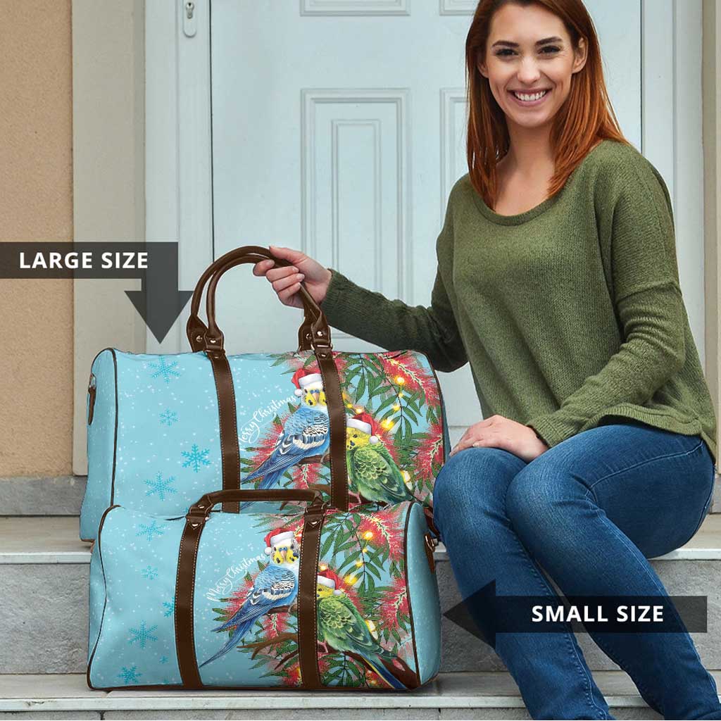 Blue Budgies on Callistemon Travel Bag Merry Christmas Aussie - Aussie Hoodie