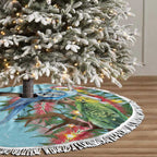 Blue Budgies on Callistemon Tree Skirt Merry Christmas Aussie - Aussie Hoodie