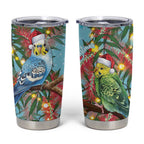 Blue Budgies on Callistemon Tumbler Cup Merry Christmas Aussie - Aussie Hoodie
